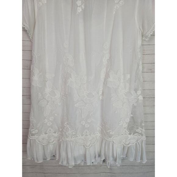 Sundance Laurentide Embroidered Floral Short Sleeve Tunic in White, sz Small - Picture 9 of 11